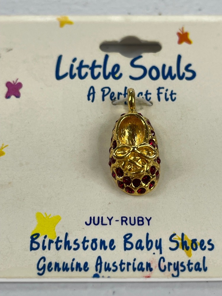 Little Souls Ruby Australian crystal Birthstone Baby Shoe bootie Charm vintage